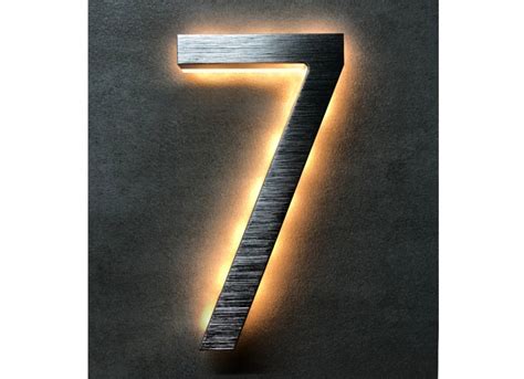 brushed metal house numbers|Modern 5″ Backlit Brushed House Numbers .